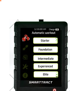 SmartTract Go 2.8-inch color TFT LCD showing the routine menu